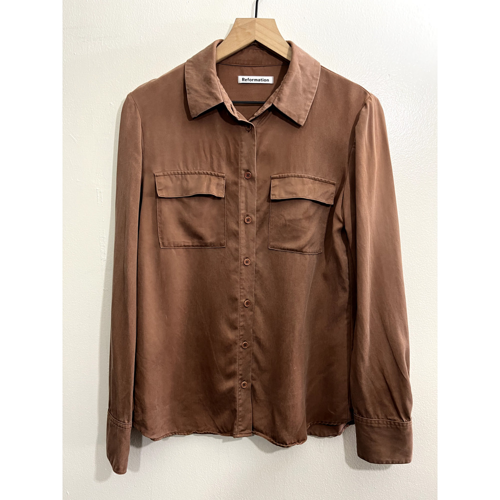 Reformation Brown Button Down Shirt